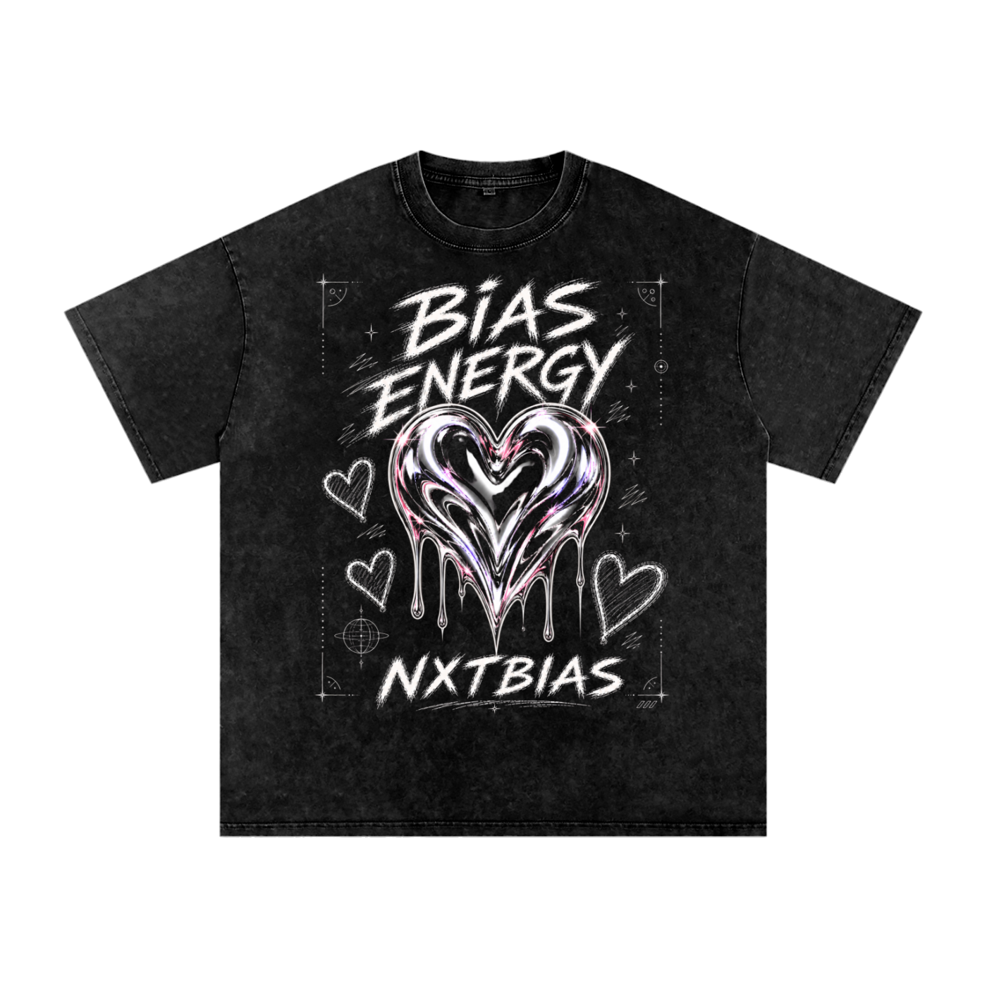 Bias Energy | Oversized Chrome Heart Graphic Tee
