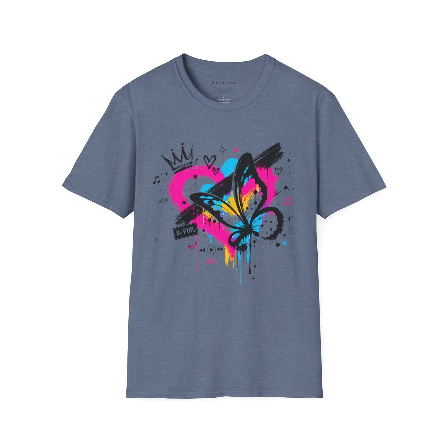 Graffiti Heart Crown Butterfly T-Shirt | Street Art K-Pop Inspired