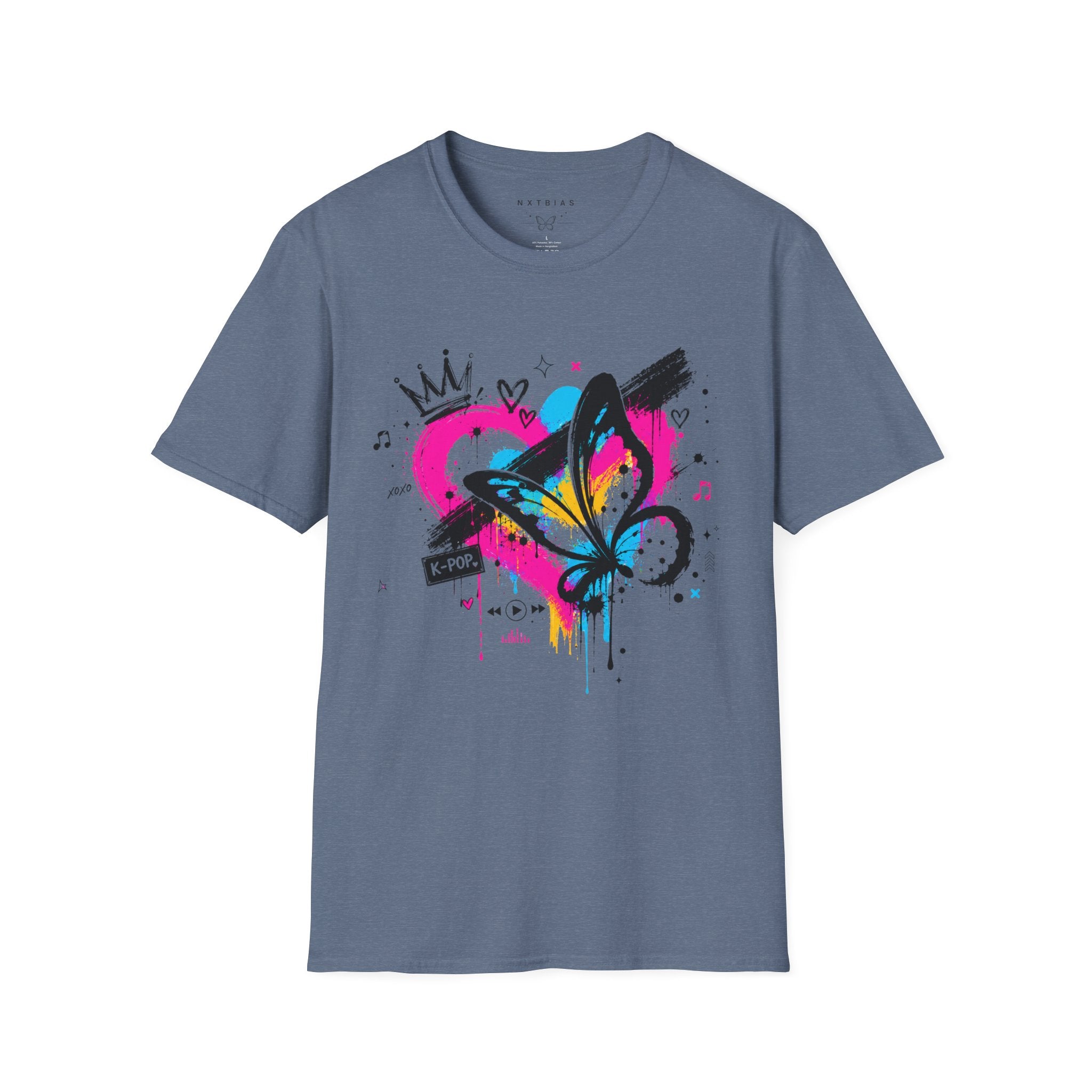 Graffiti Heart Crown Butterfly T-Shirt | Street Art K-Pop Inspired