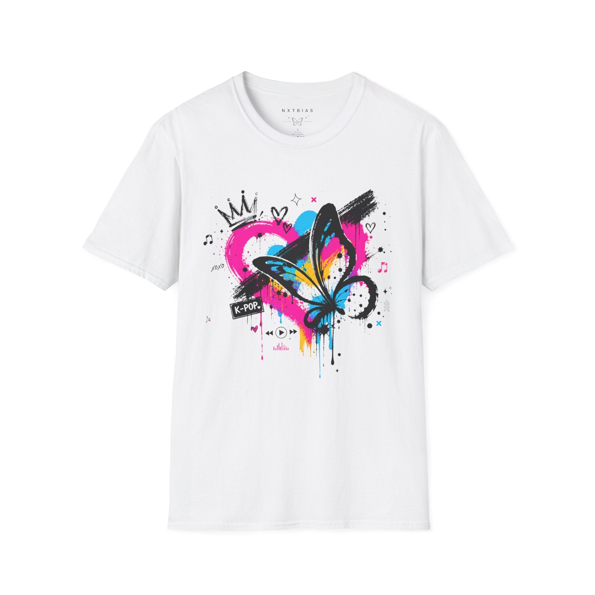 Graffiti Heart Crown Butterfly T-Shirt | Street Art K-Pop Inspired