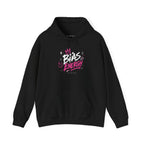 Black Bias Energy K-pop-inspired graphic hoodie with pink crown artwork by NXTBIAS
