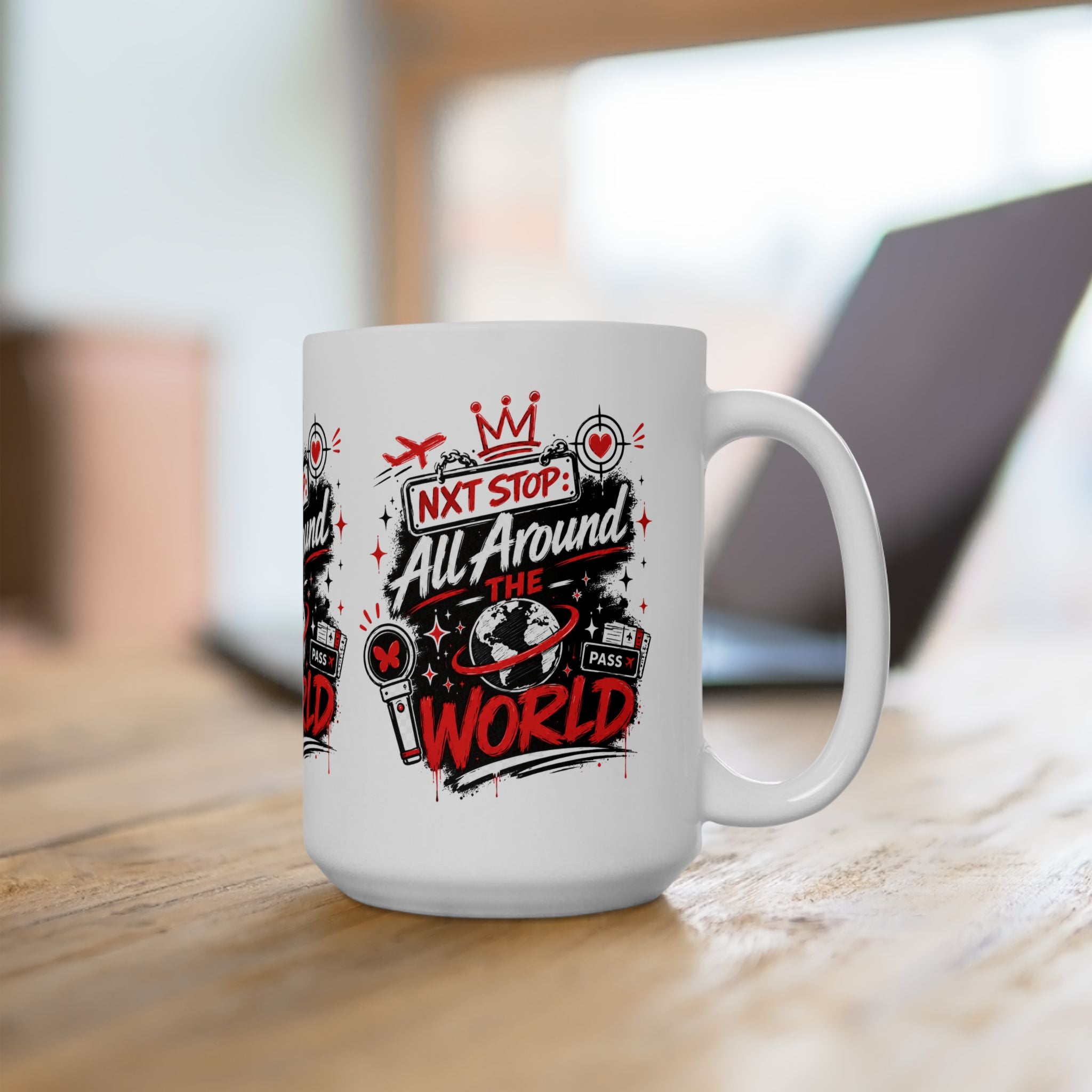 All Around the World Travel Mug — Red Passport Map