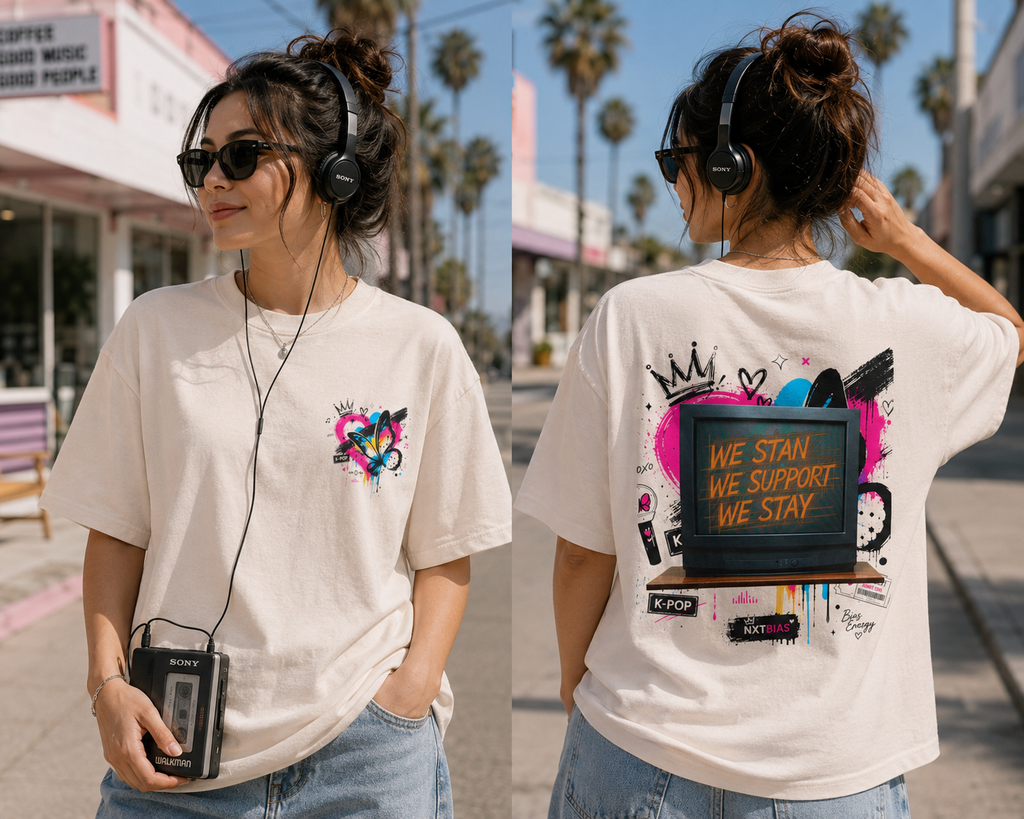 K-Pop Fan Graphic T-Shirt | We Stan We Support We Stay Tee | Concert Outfit | K-Pop Streetwear | NXTBIAS