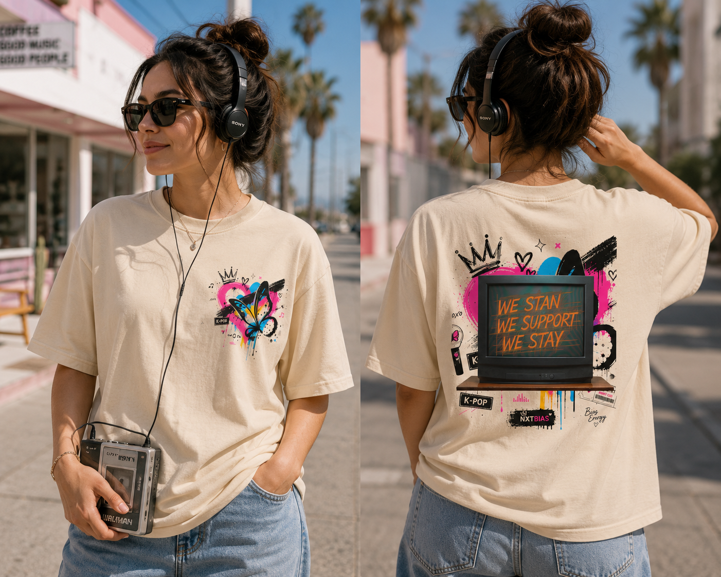 K-Pop Fan Graphic T-Shirt | We Stan We Support We Stay Tee | Concert Outfit | K-Pop Streetwear | NXTBIAS