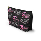 Thissss & THAT accessory pouch showing repeating Y2K graphic design