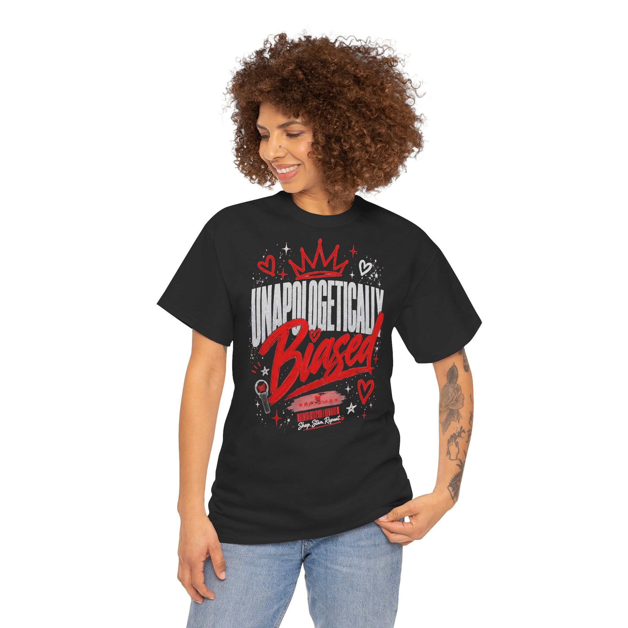 Unapologetically Biased K-pop Tee | Crown & Hearts Script
