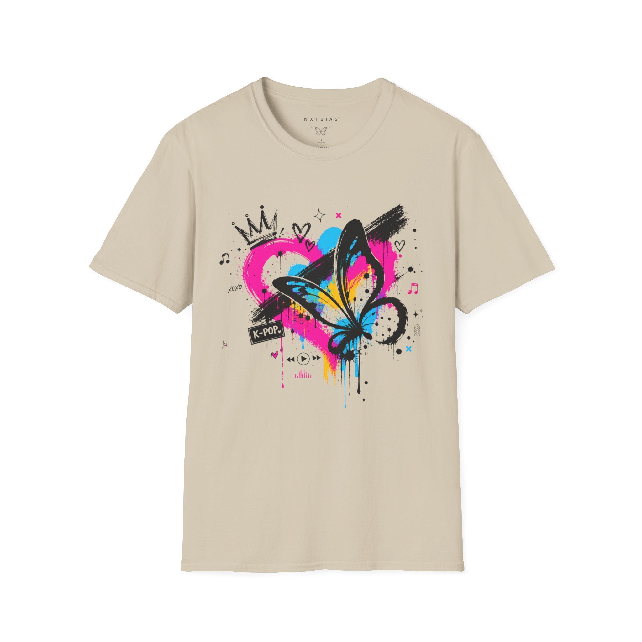 Graffiti Heart Crown Butterfly T-Shirt | Street Art K-Pop Inspired