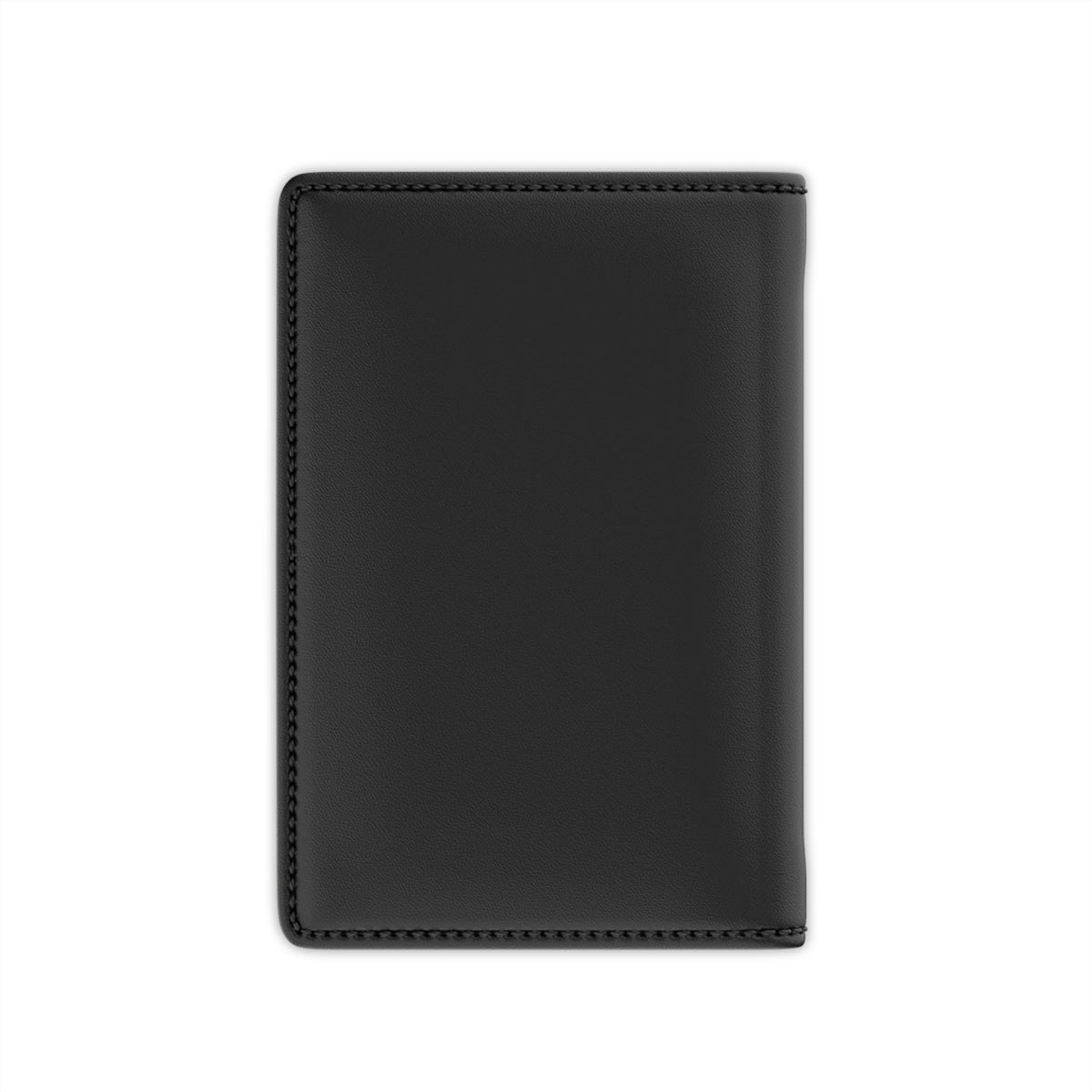 Back of black Global Goodbye passport cover