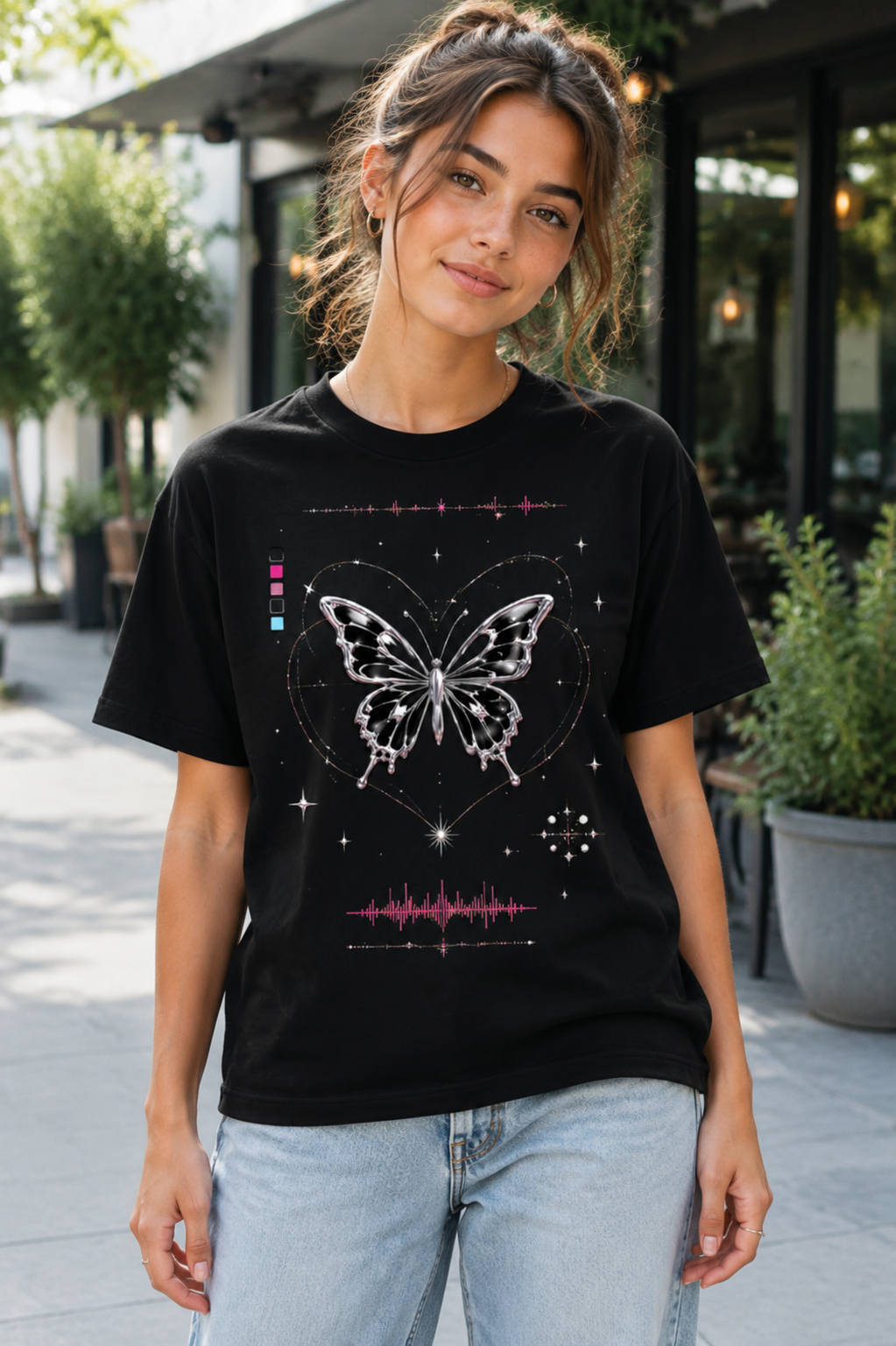 Chrome Frequency Butterfly Graphic Tee