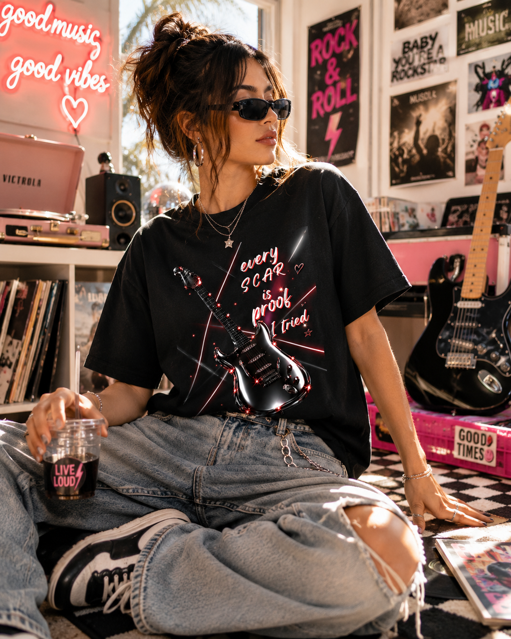 Every Scar Is Proof I Tried Vintage Guitar Tee