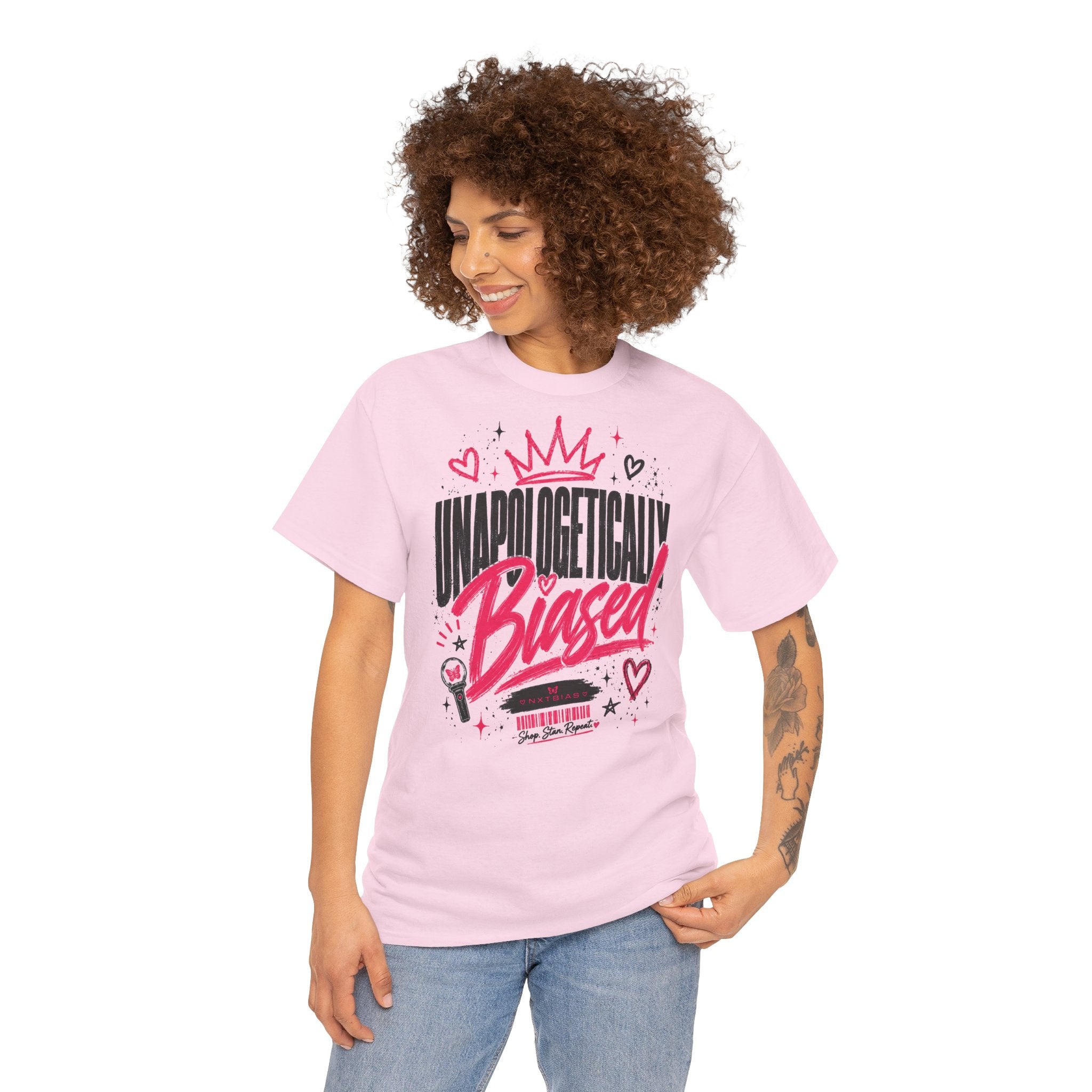 Unapologetically Biased K-pop Tee | Crown & Hearts Script