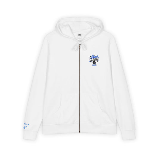 Stamps on My Passport Zip-Up Hoodie | Travel Hoodie | Airport Outfit | Vacation Graphic Hoodie | Unisex Travel Sweatshirt | NXTBIAS