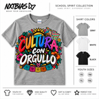 Cultura Con Orgullo Hispanic Heritage spirit week T-shirt for kids and adults in gray, white and black by NXTBIAS