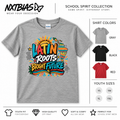 Latin Roots Bright Future Hispanic Heritage T-shirt for kids and adults in gray, black and red by NXTBIAS