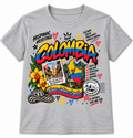 Colombia Hispanic Heritage T-shirt for youth and adults in gray by NXTBIAS