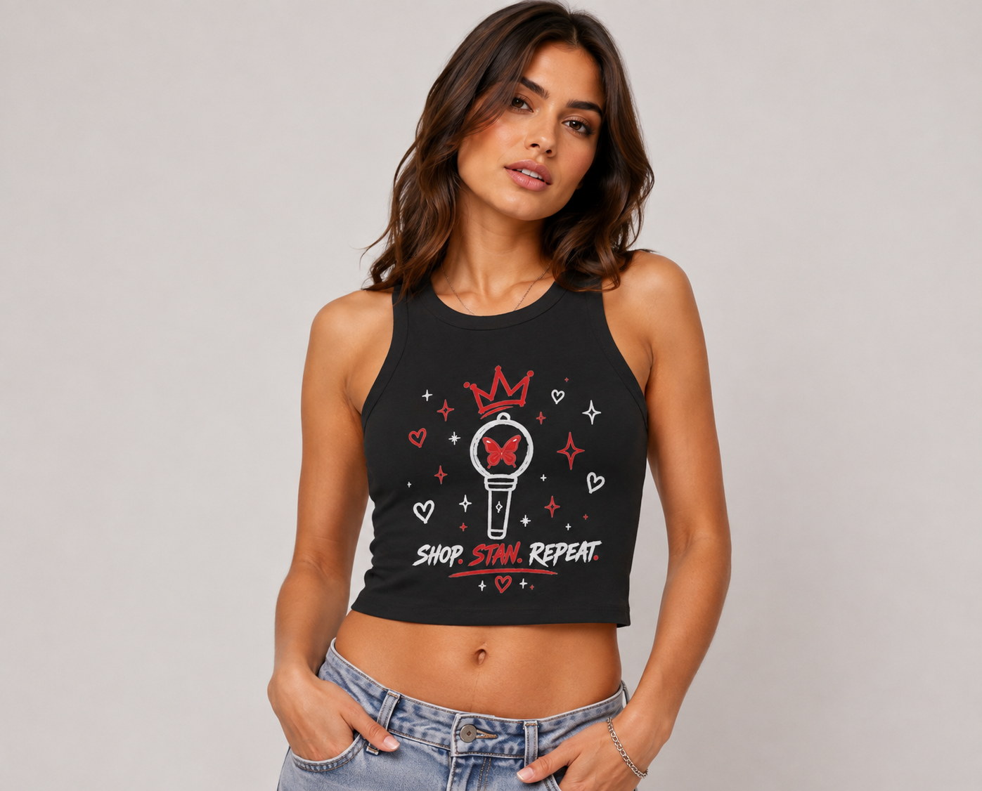 Shop. Stan. Repeat. Cropped Racer Tank