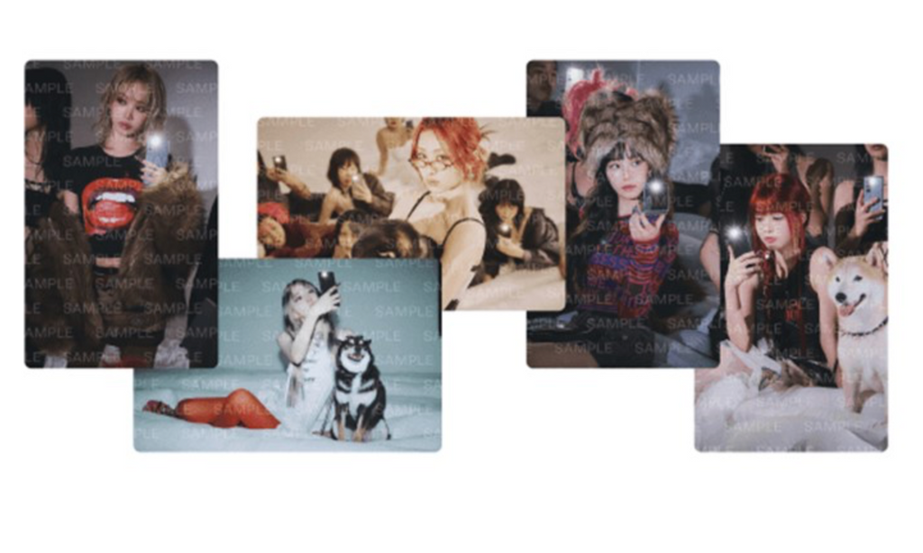 LE SSERAFIM CRAZY official mini photocard collection showing multiple member cards and designs.