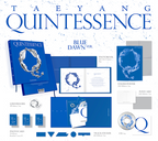 TAEYANG QUINTESSENCE Blue Dawn version official album packaging and included collectible merchandise.