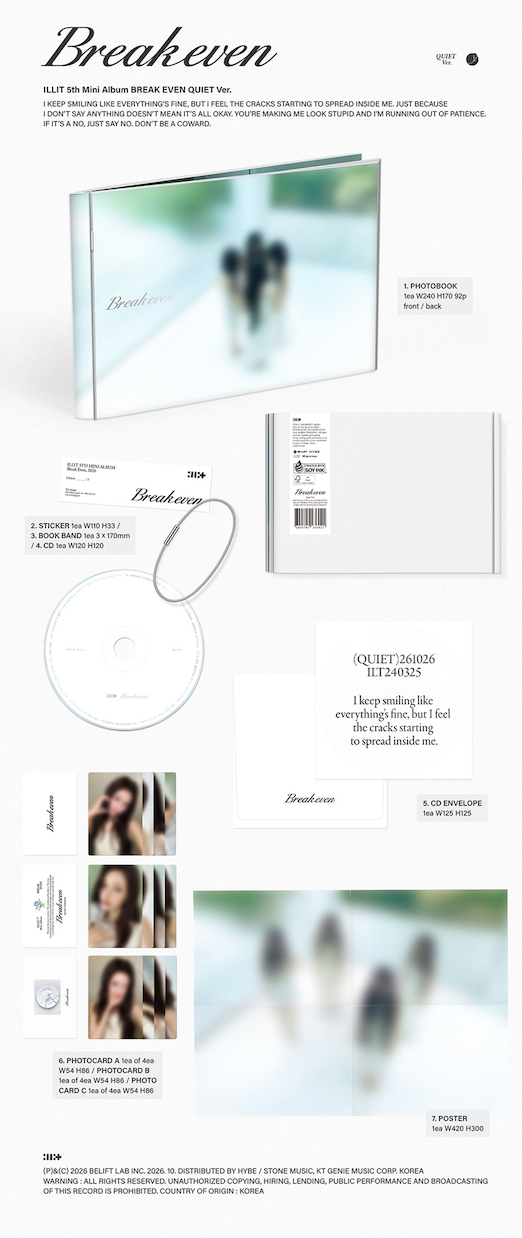ILLIT BREAK EVEN Standard Version album packaging and inclusions