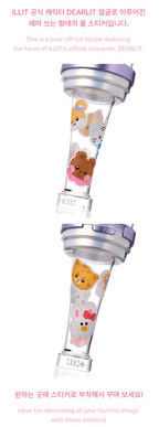 ILLIT DEARLIT official roll sticker shown unrolled to display the colorful character illustrations and decorative patterns.