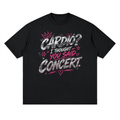 Black Concert Is My Cardio oversized graphic tee with pink and white grunge typography