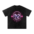 Music Is Life black snow-washed oversized graphic tee front view