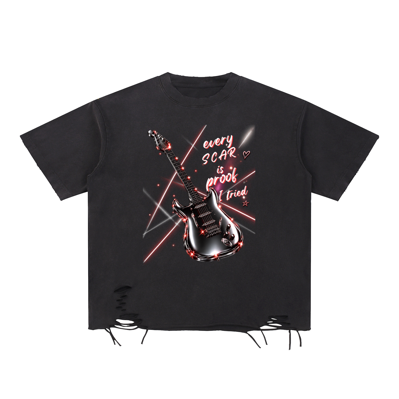 Every Scar Is Proof I Tried | Chrome Guitar Graphic Tee
