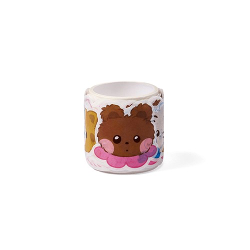 Official ILLIT DEARLIT MD Roll Sticker featuring an adorable brown bear character with pink accents on a decorative sticker roll.