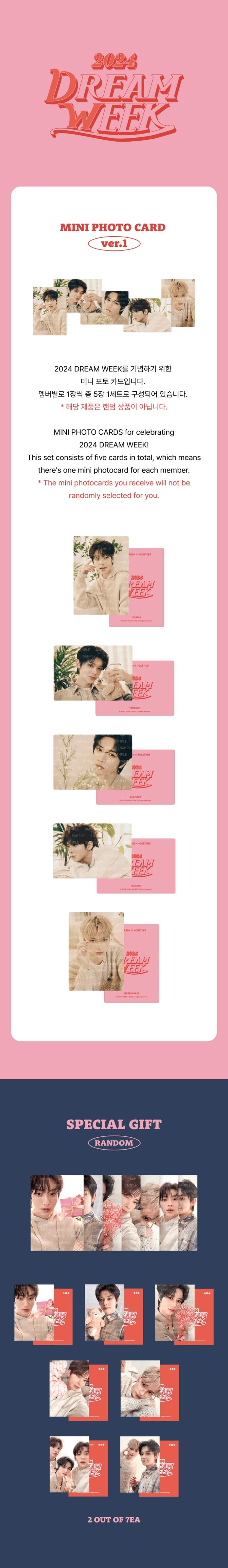 TXT 2024 DREAM WEEK Mini Photo Card Ver. 1 official photocard set details
