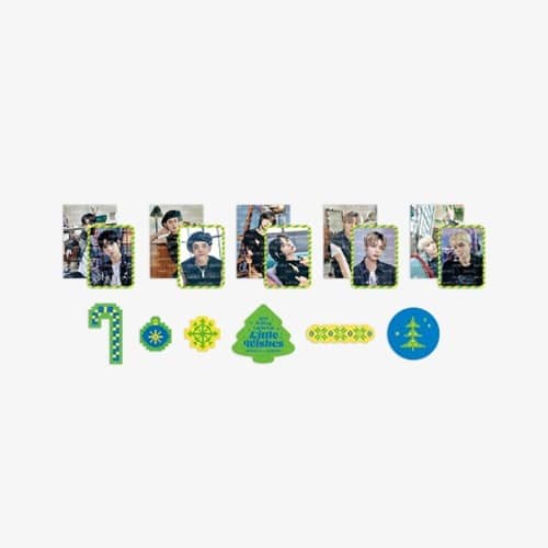 TXT 2021 Little Wishes official photo sticker set featuring member photo stickers and festive holiday decorative stickers.